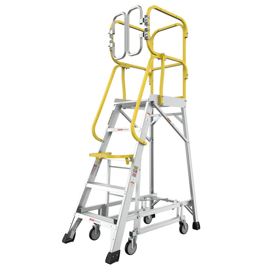 Heavy Duty Aluminum Rolling Platform Ladder with Steps