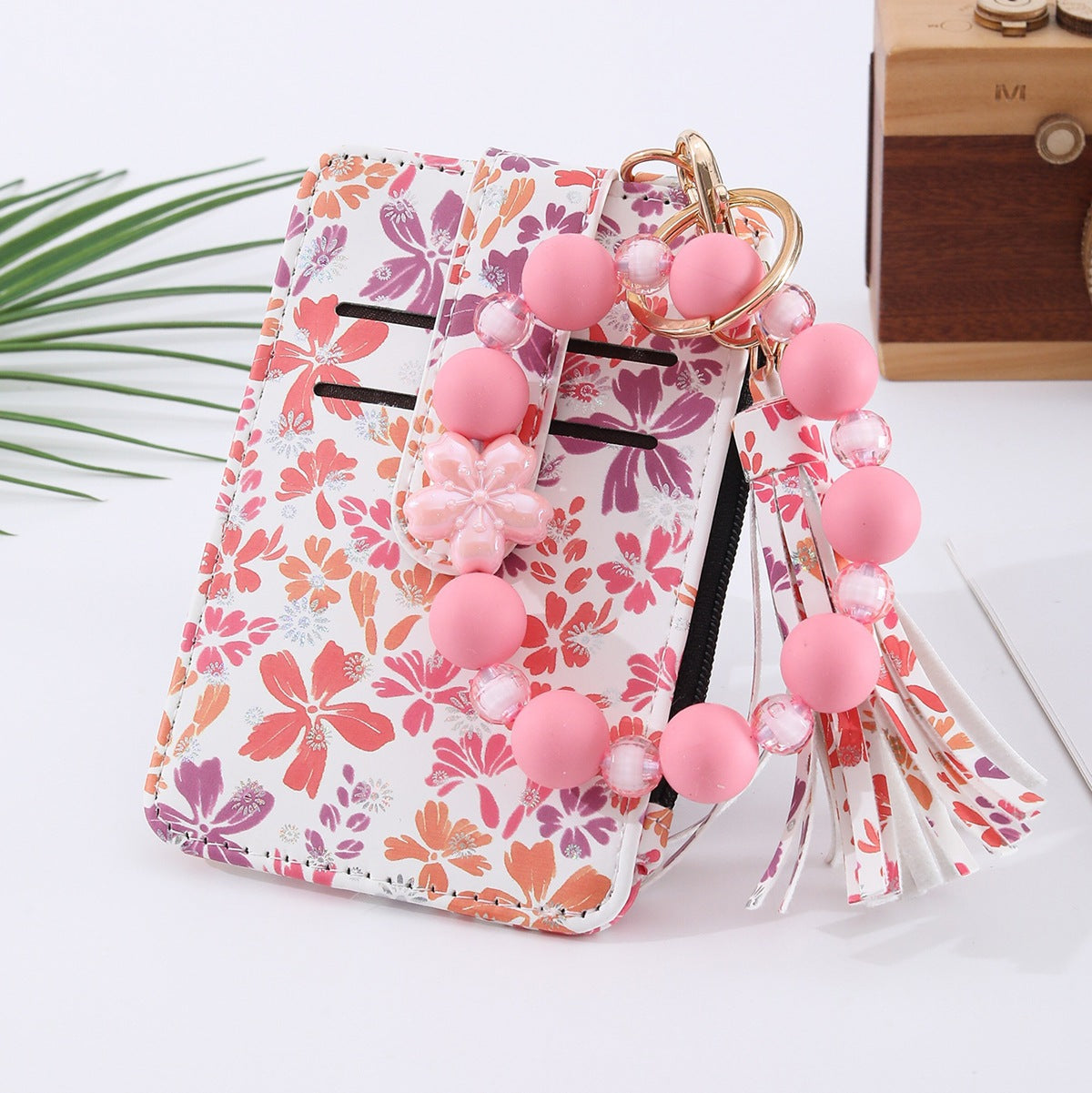 Multi-card Slot Zippered Coin Purse With A Tassel Charm