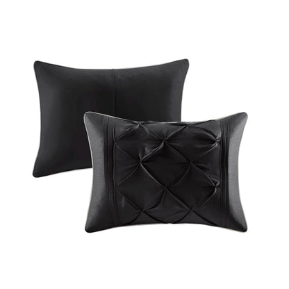 7 Piece Tufted Comforter Set Black King