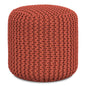 Wynne - Round Knitted Outdoor / Indoor Pouf - Orange