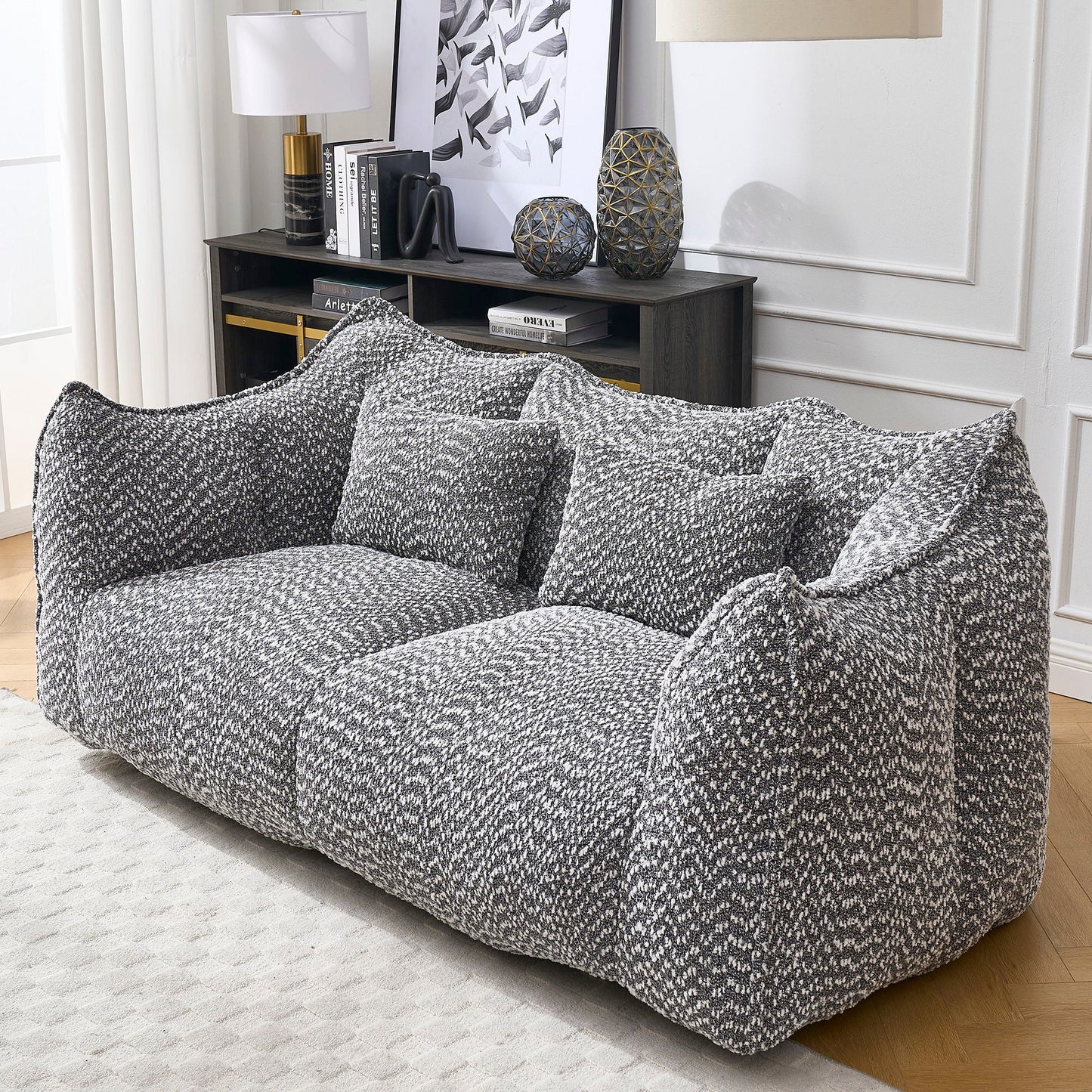 Comfortable Dual Beanbag Chair With High Resilience Foam Core For 2 People
