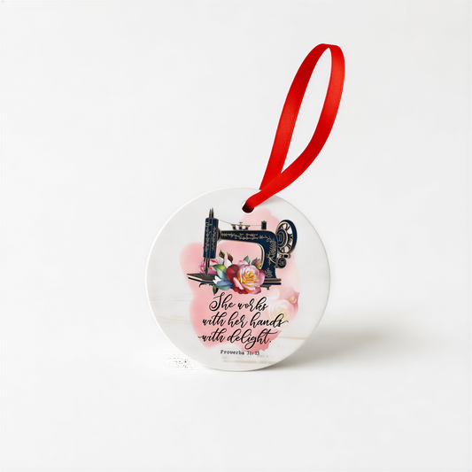 Proverbs 31 Ornament, Sewing Machine Christmas Ornament secret santa stocking stuffer gift for women
