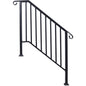 Handrails For Outdoor Steps, Fit 2 Or 3 Steps Outdoor Stair Railing, Wrought Iron Handrail, Flexible Porch Railing, Transitional Handrails For Concrete Steps Or Wooden Stairs