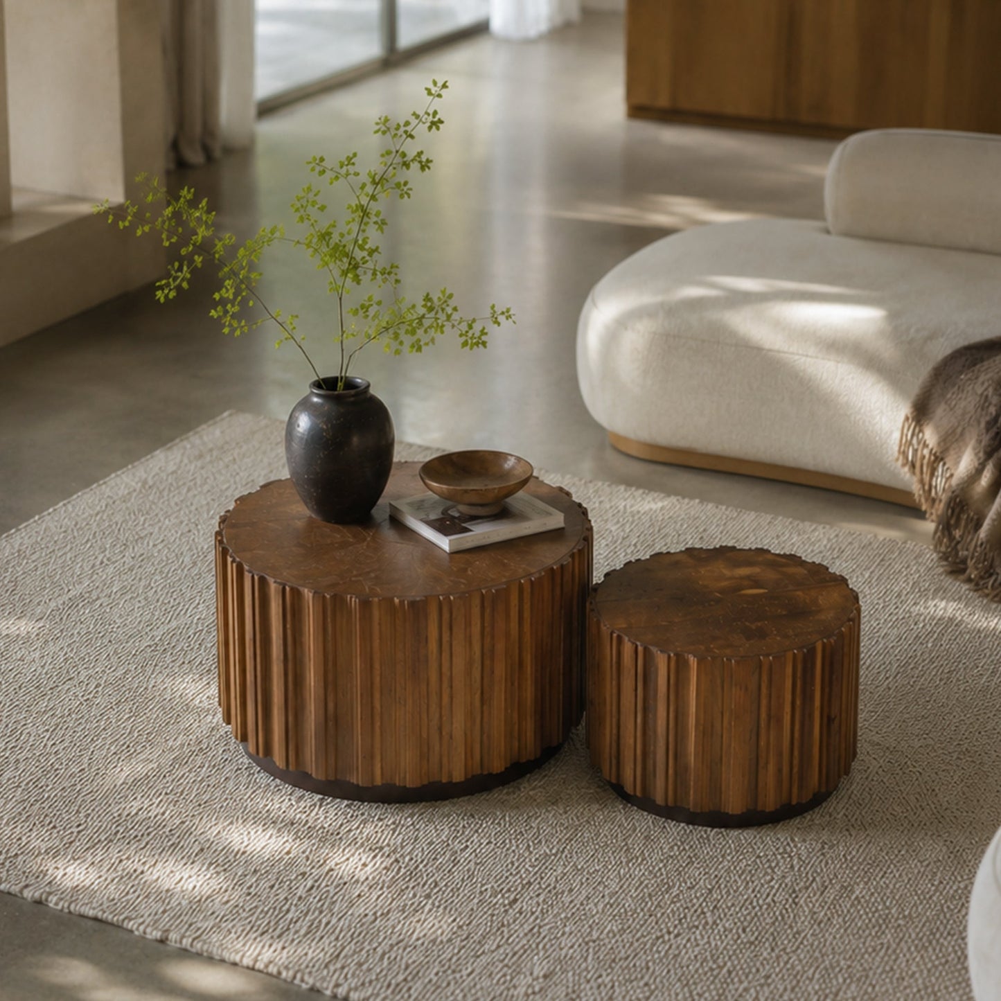 19.7" + 27.5" Round Nesting Coffee Table Set of 2