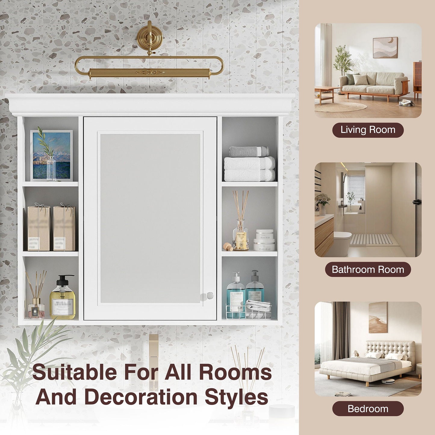 Wall Mounted Bathroom Storage Cabinet With Mirror Door