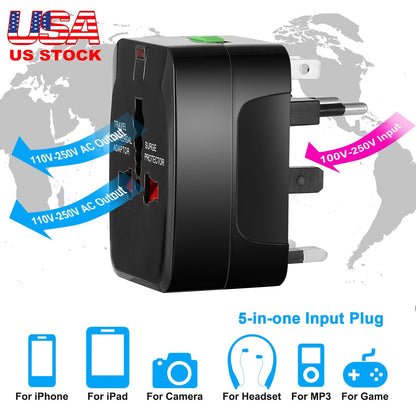 Universal Travel Adapter AC Power Plug Adapter US UK EU AUST Worldwide Socket For Phones Tablet Cameras