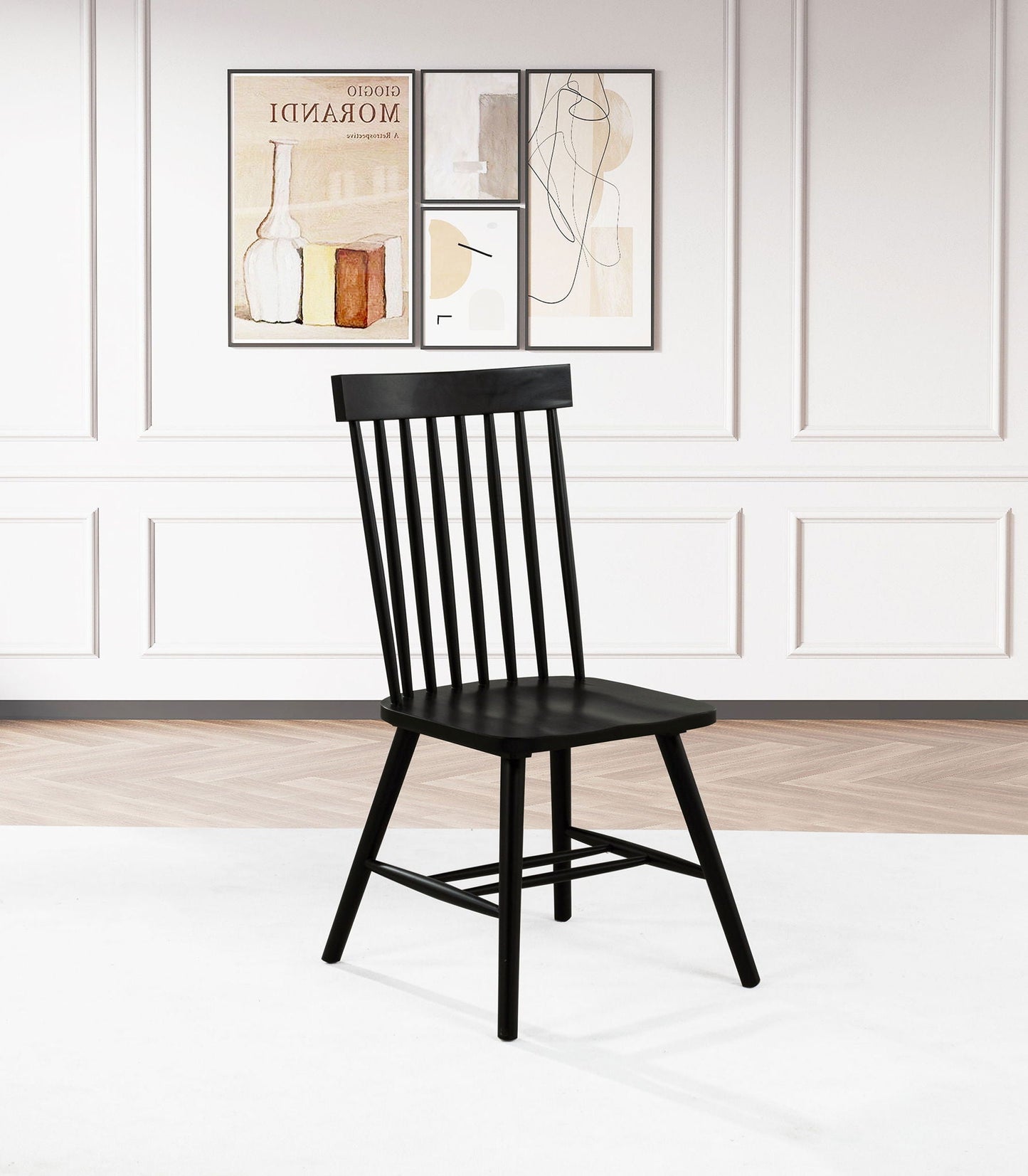 Andrews Windsor Spindle Back Dining Side Chair Black (Set of 2)