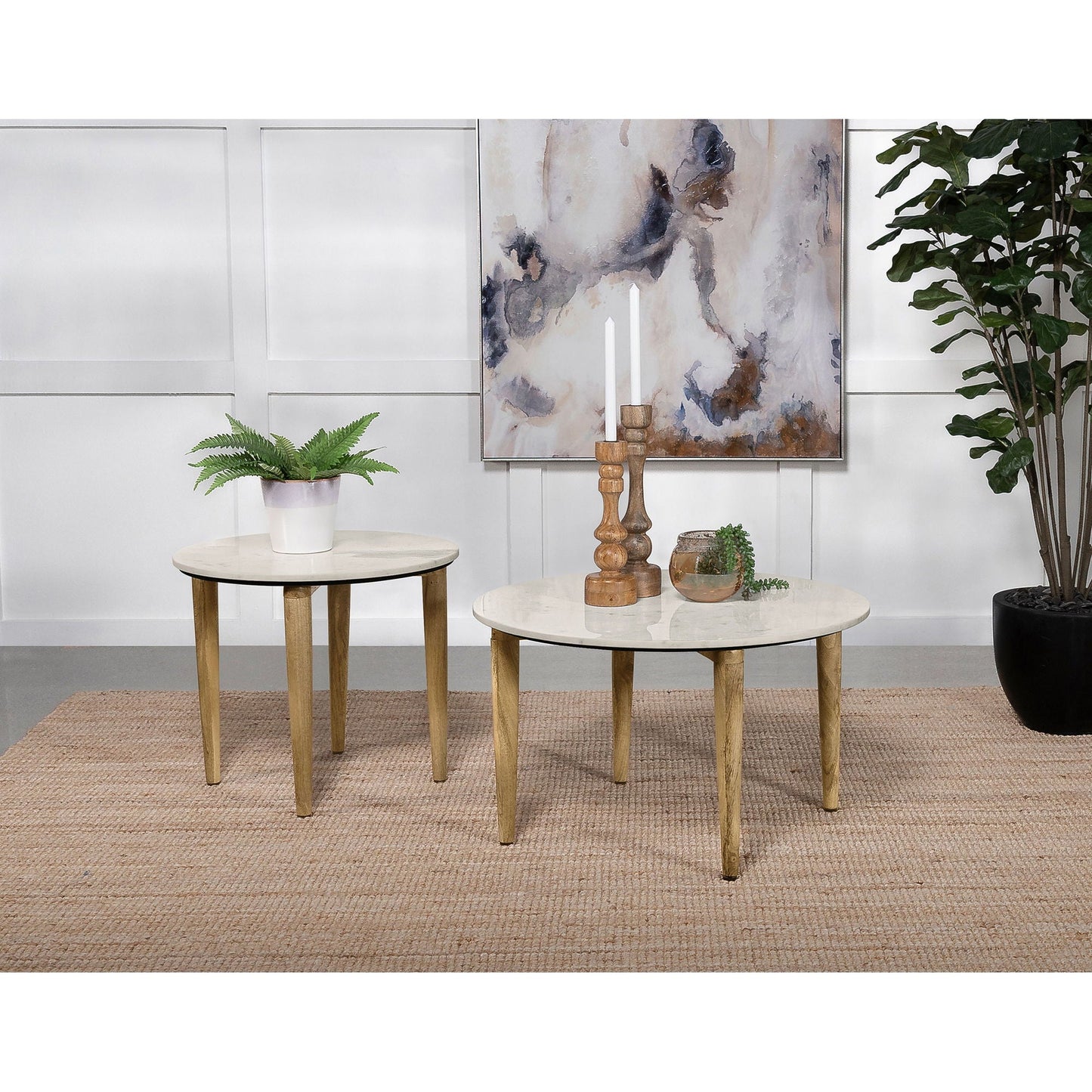 Leska - Round Coffee Table - White