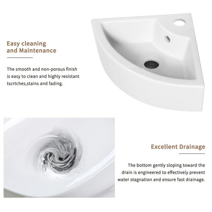 Triangle Corner Sink For Bathroom - Milk White