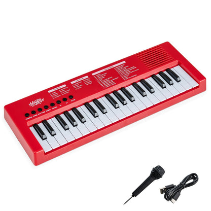 37 Keys Kids Piano Keyboard with 8 Rhythms and Microphone