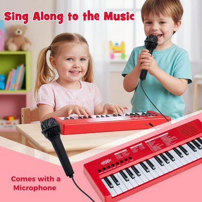 37 Keys Kids Piano Keyboard with 8 Rhythms and Microphone