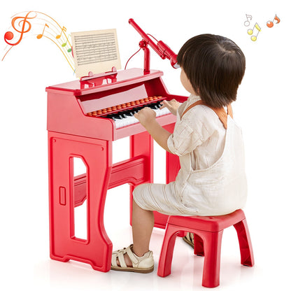 37 Keys Music Piano with Microphone Kids Piano Keyboard with Detachable Music Stand