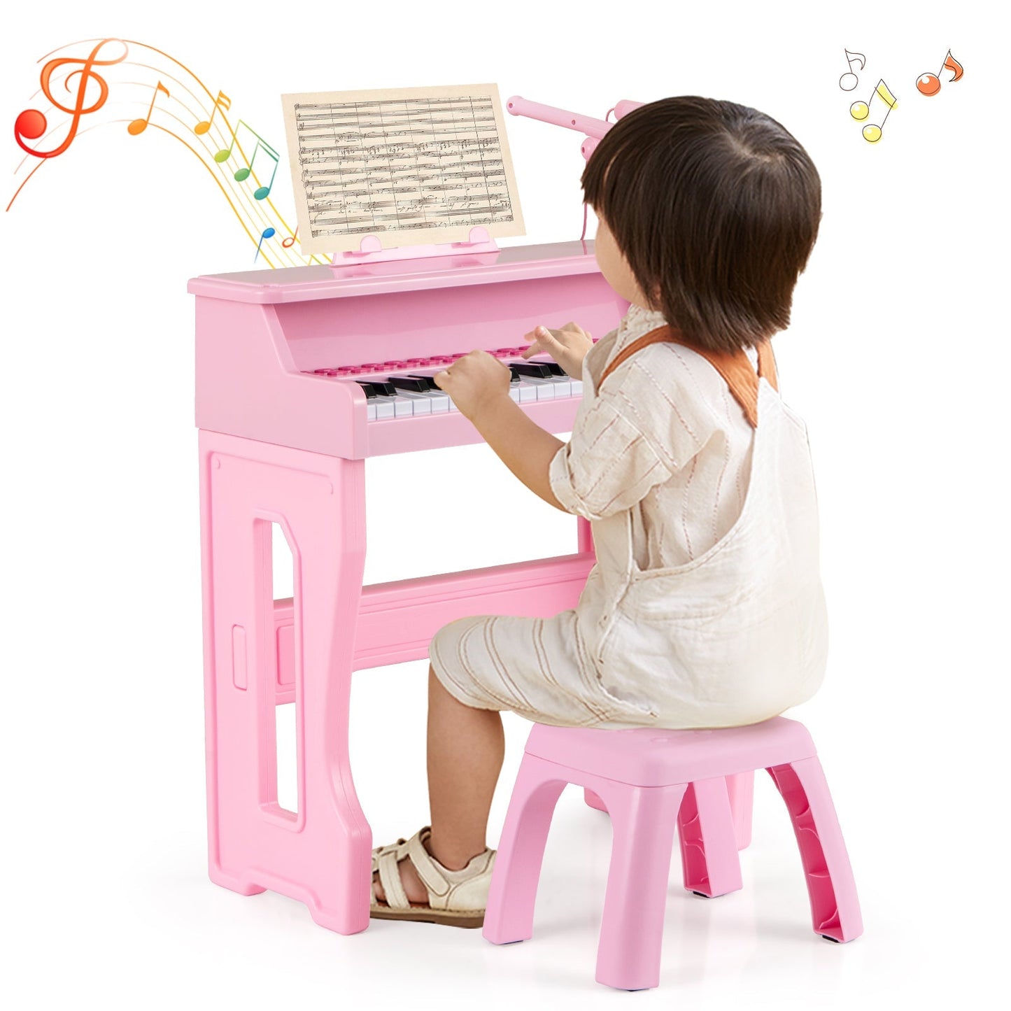 37 Keys Music Piano with Microphone Kids Piano Keyboard with Detachable Music Stand