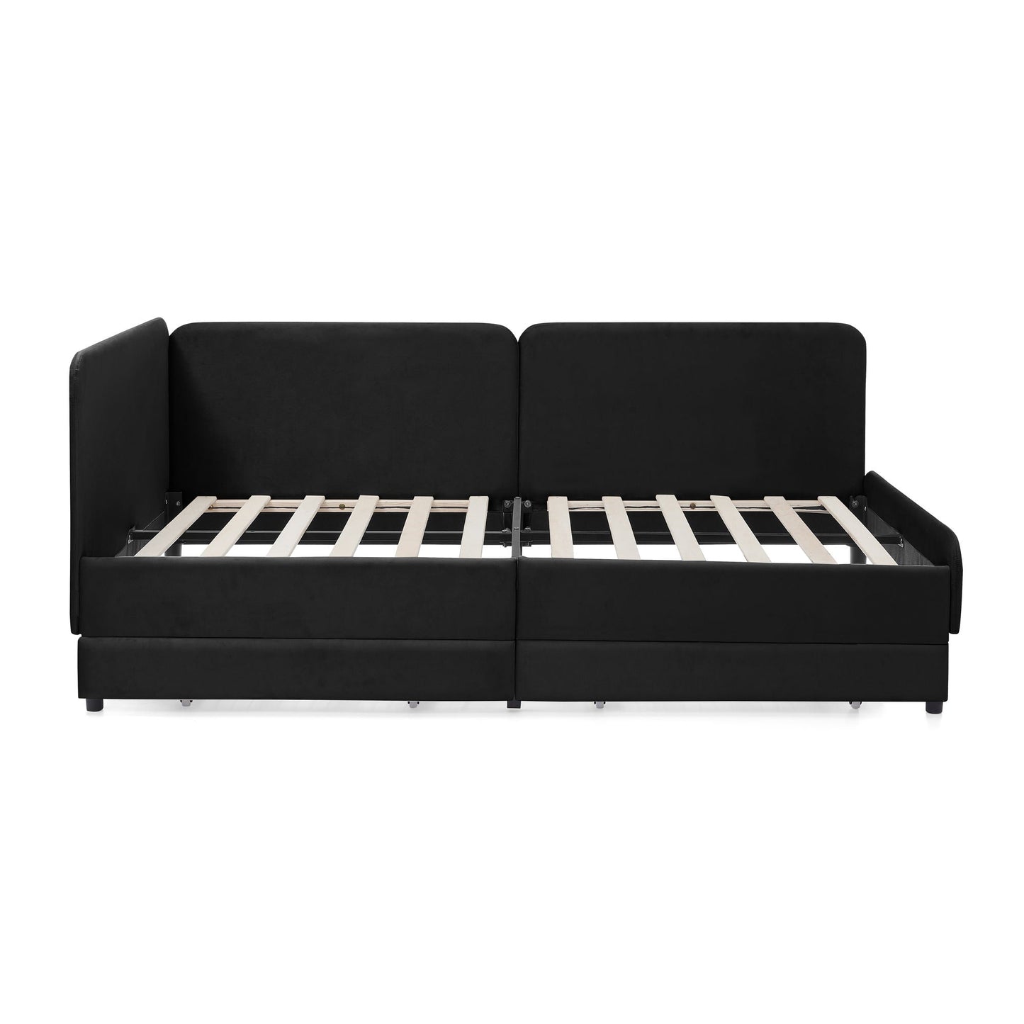 Upholstered Platform Bed Frame With 2 Storage Drawers And Adjustable Sofa Bed
