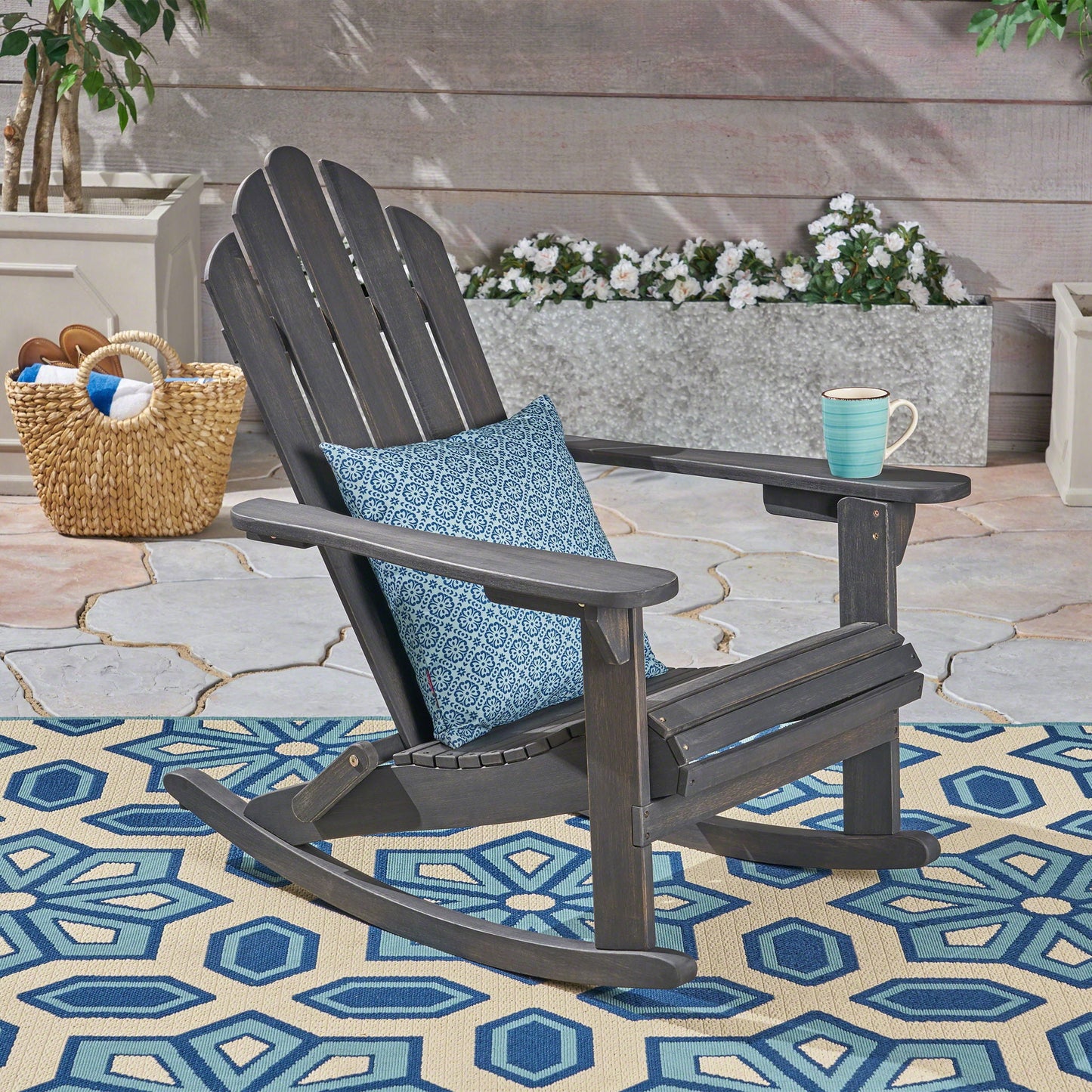 Echoes Outdoor Acacia Wood Adirondack Rocking Chair