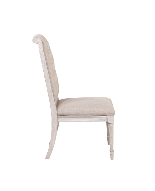 Wynsor Fabric & Antique Champagne Finish Side Chair (Set of 2)