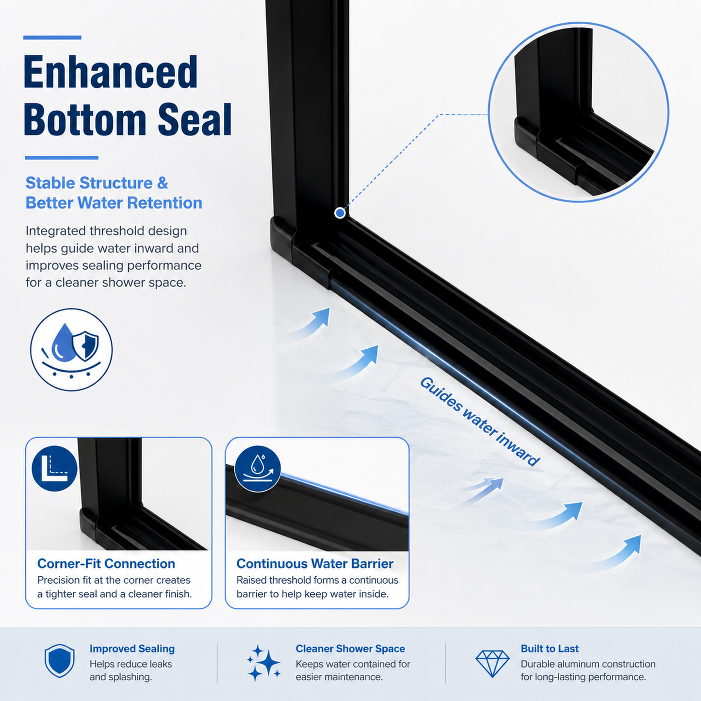 28"-29.2" x 72" Semi-Frameless Pivot Shower Door