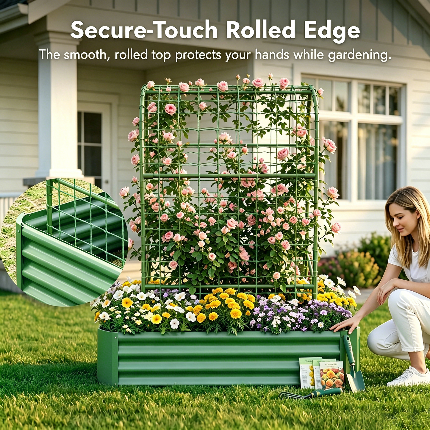 2-in-1 Raised Garden Bed with Trellis - 59" Tall Arch Planter