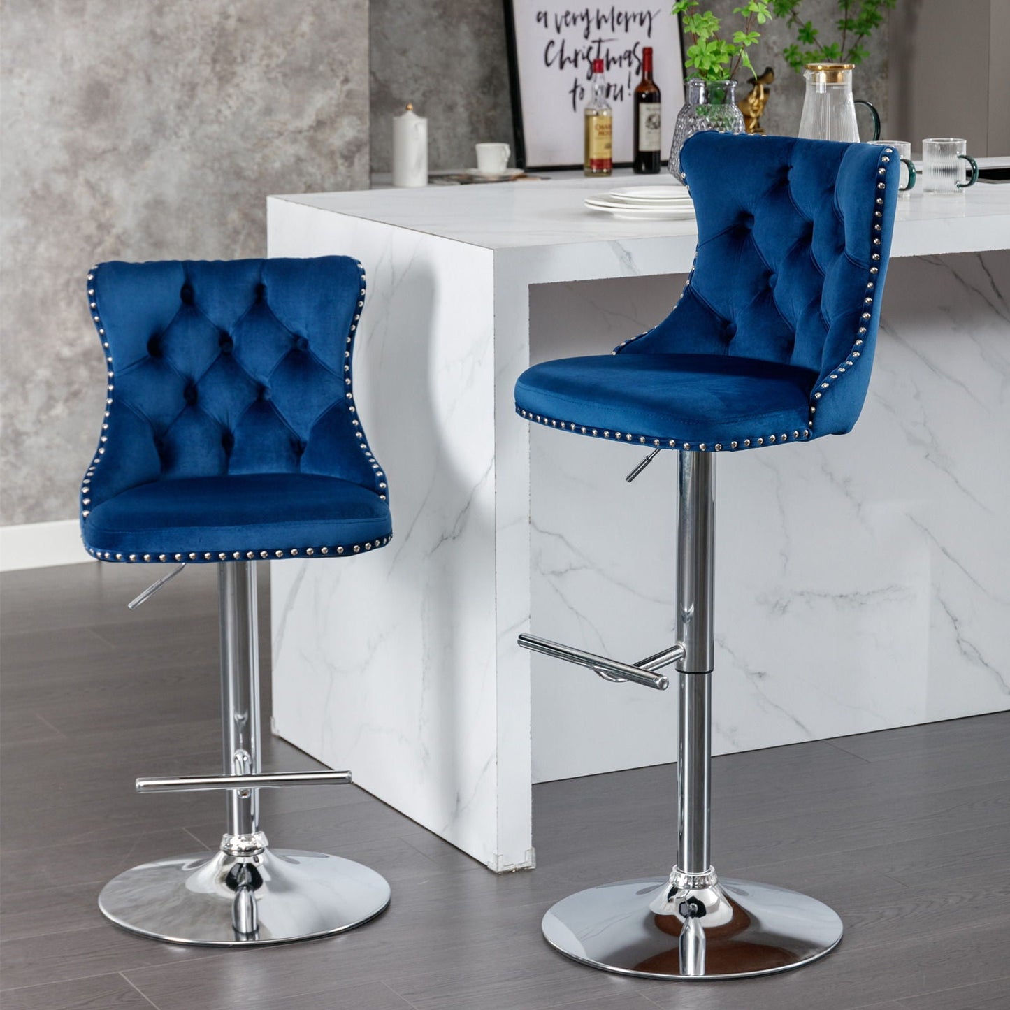 Swivel Adjustable Height Barstools Set of 2