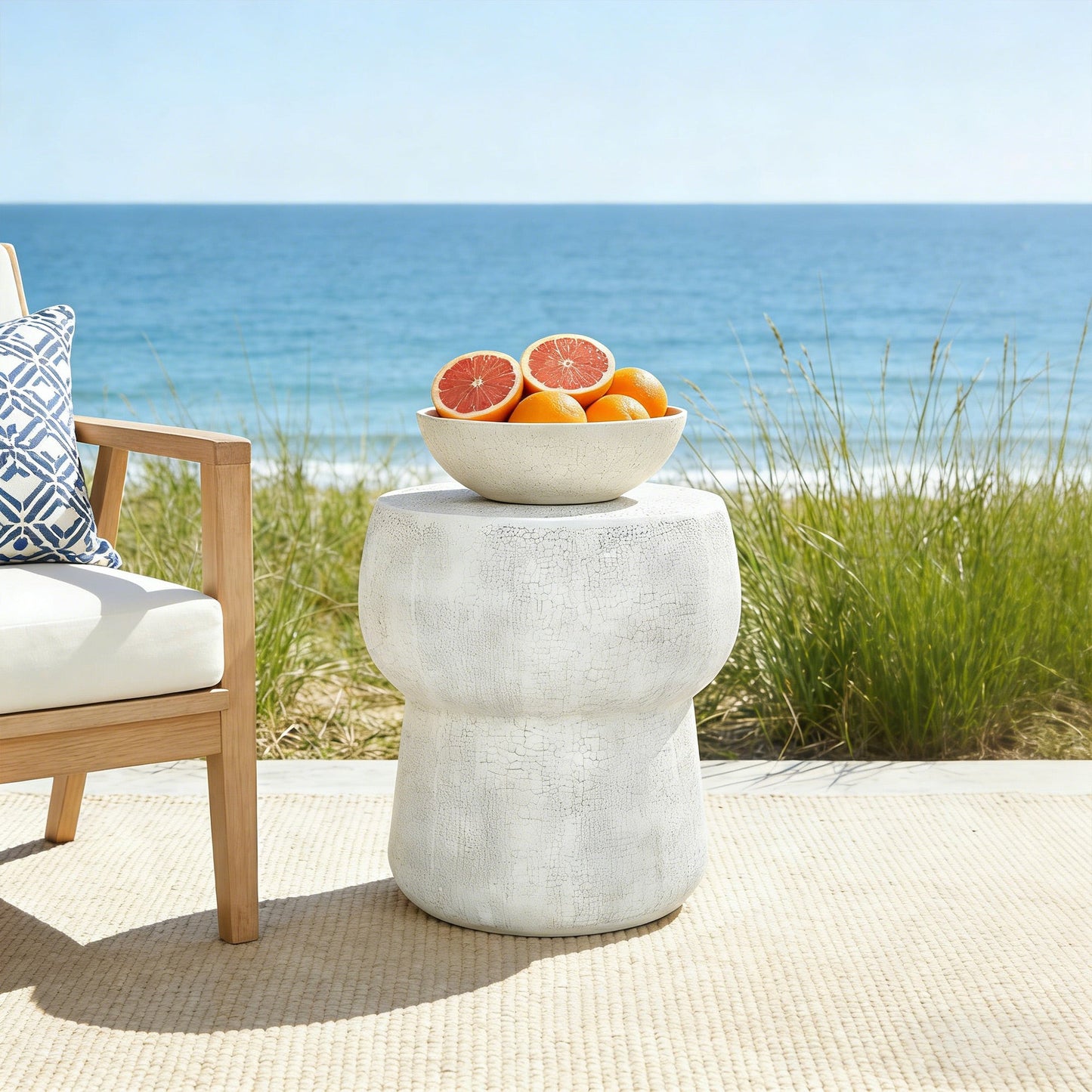 U_Style Outdoor Patio Accent Table With Crack Process