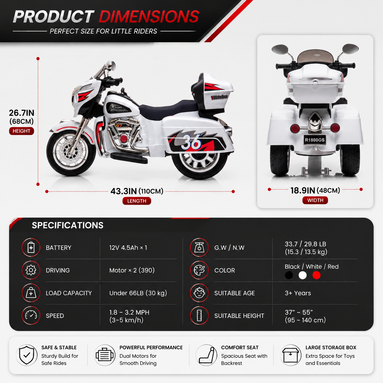 12V Kids Ride-On Motorcycle