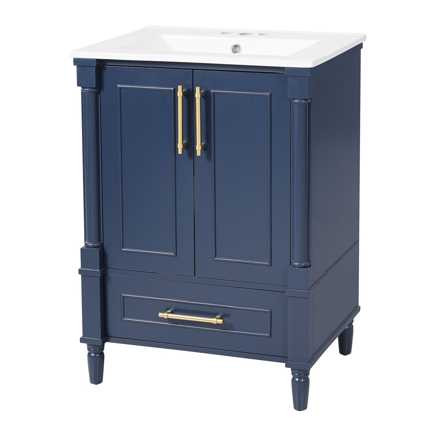 Bathroom Vanity With Ornate French Cylinder Legs, Soft Close Drawer