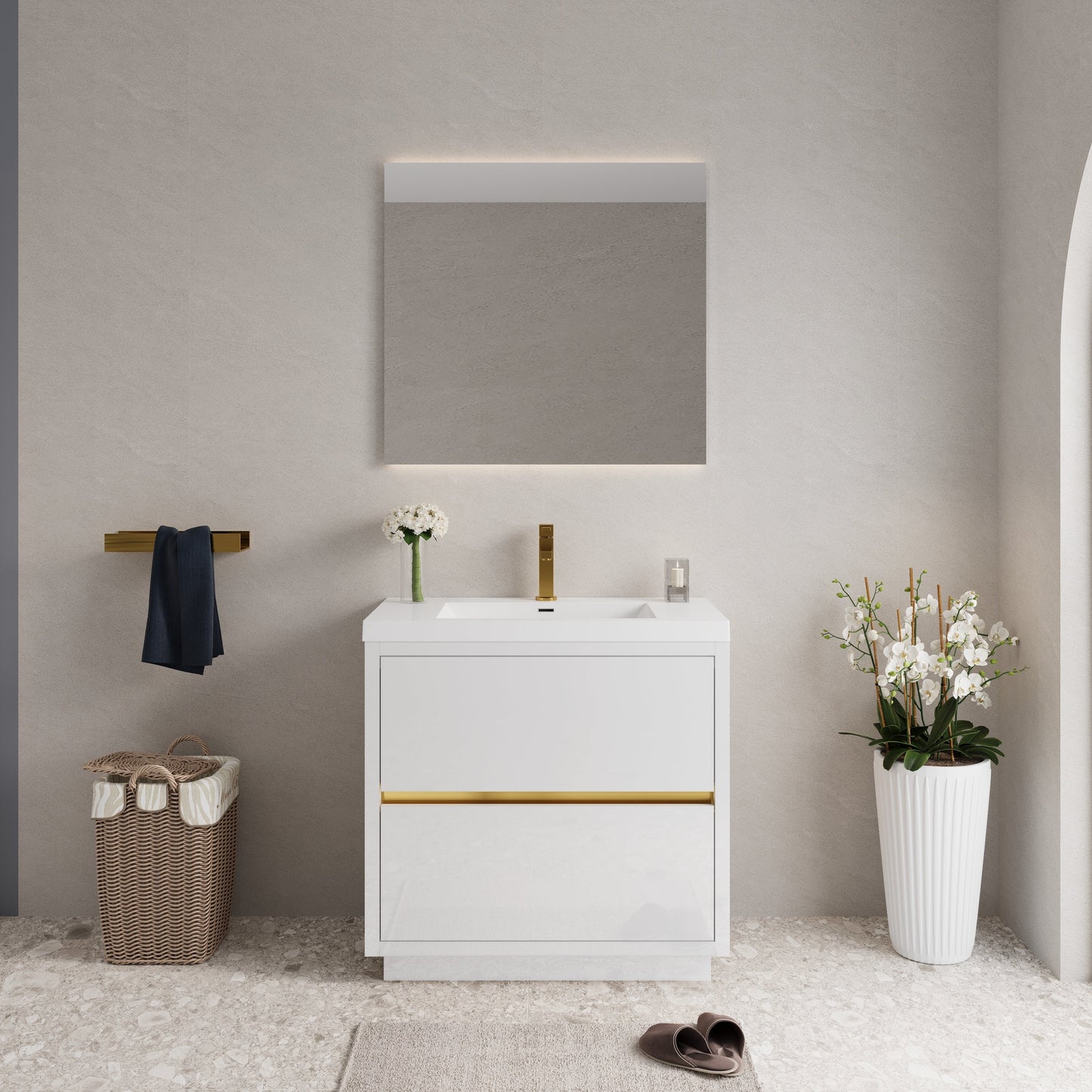 36" Freestanding Bathroom Vanity with Sink and Storage Cabinet