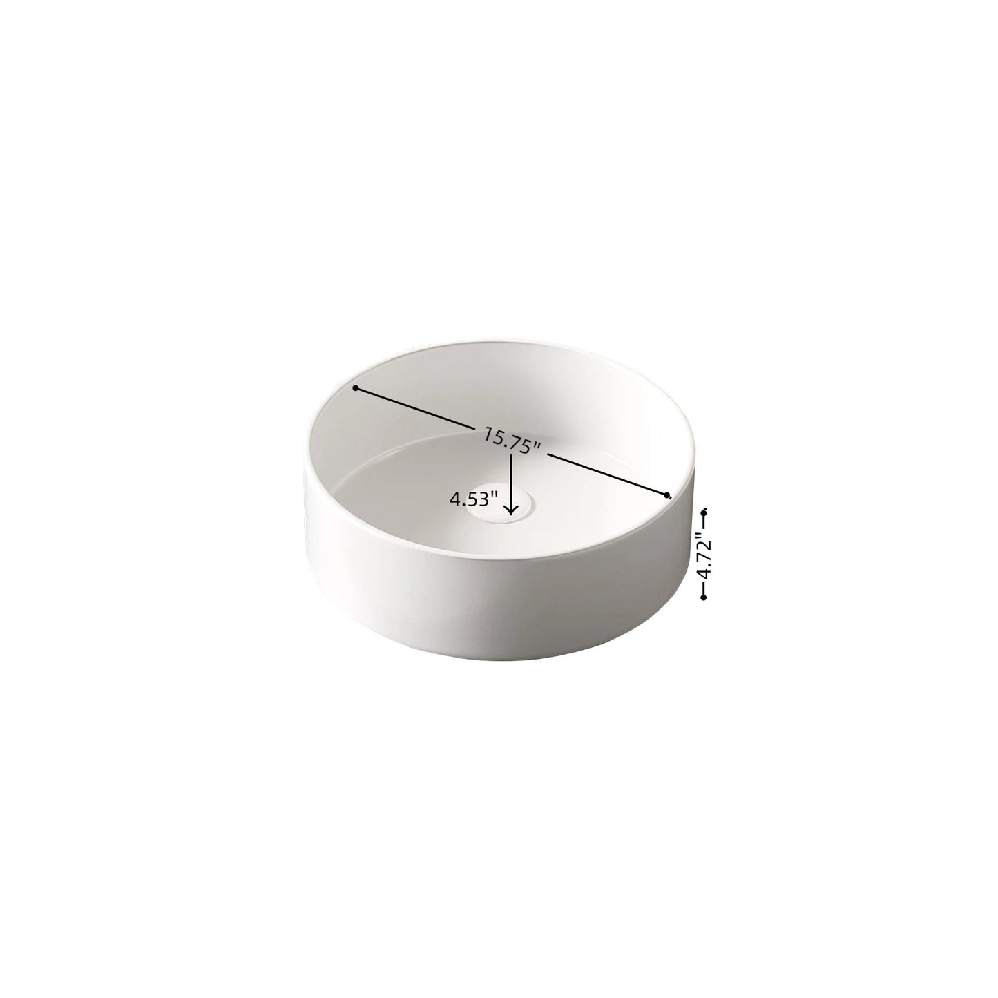 MUNIN 16'' Bathroom Sink, Round Vessel Ceramic Basin