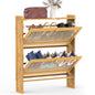 2-Tier Shoe CabinetÊwith 2 Flip Drawers Slim Bamboo Shoe Rack Freestanding Narrow Shoe Organizer with 44lbs Max Load for Entryway Hallway