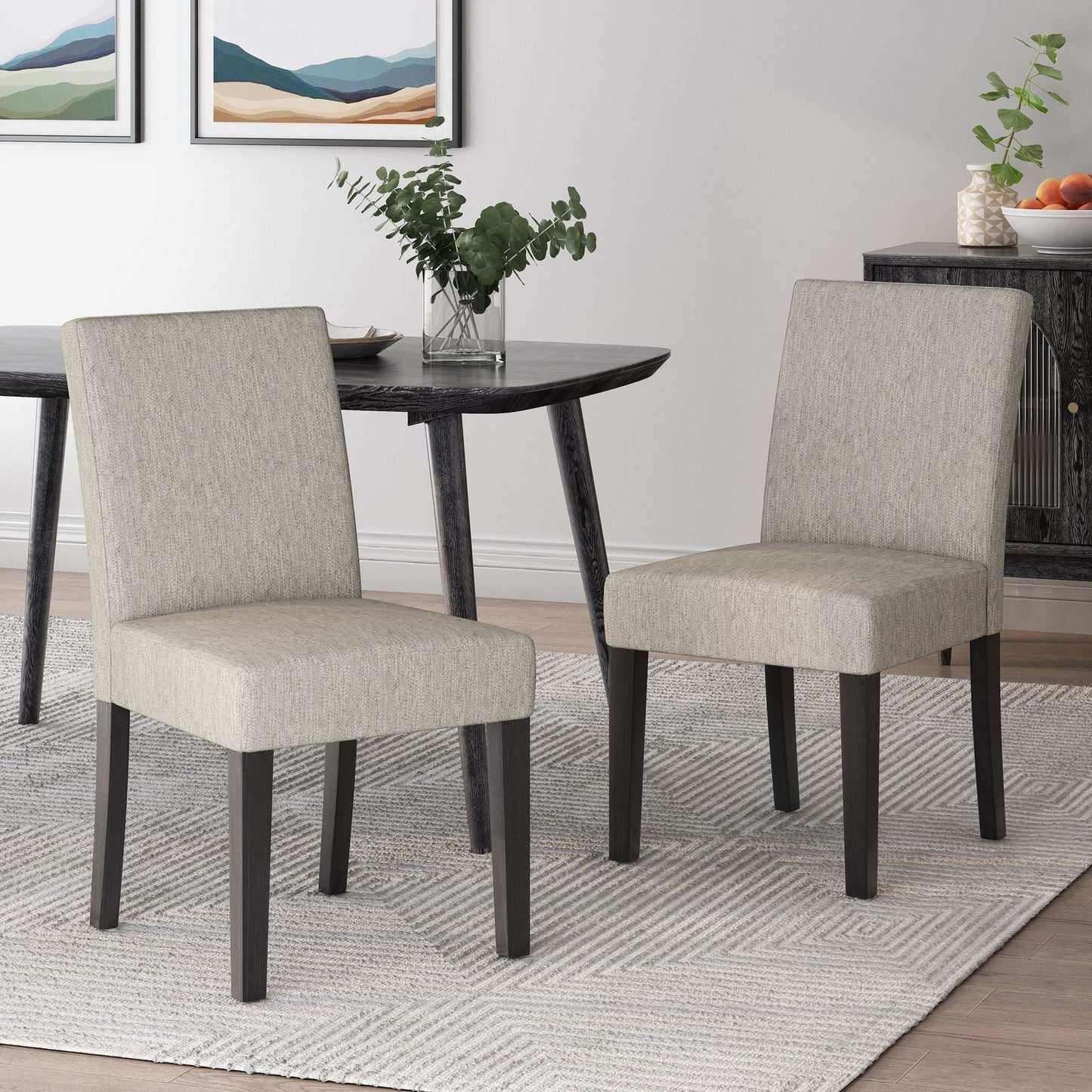 Contemporary Dining Chair With Upholstered Seating and Tapered Legs