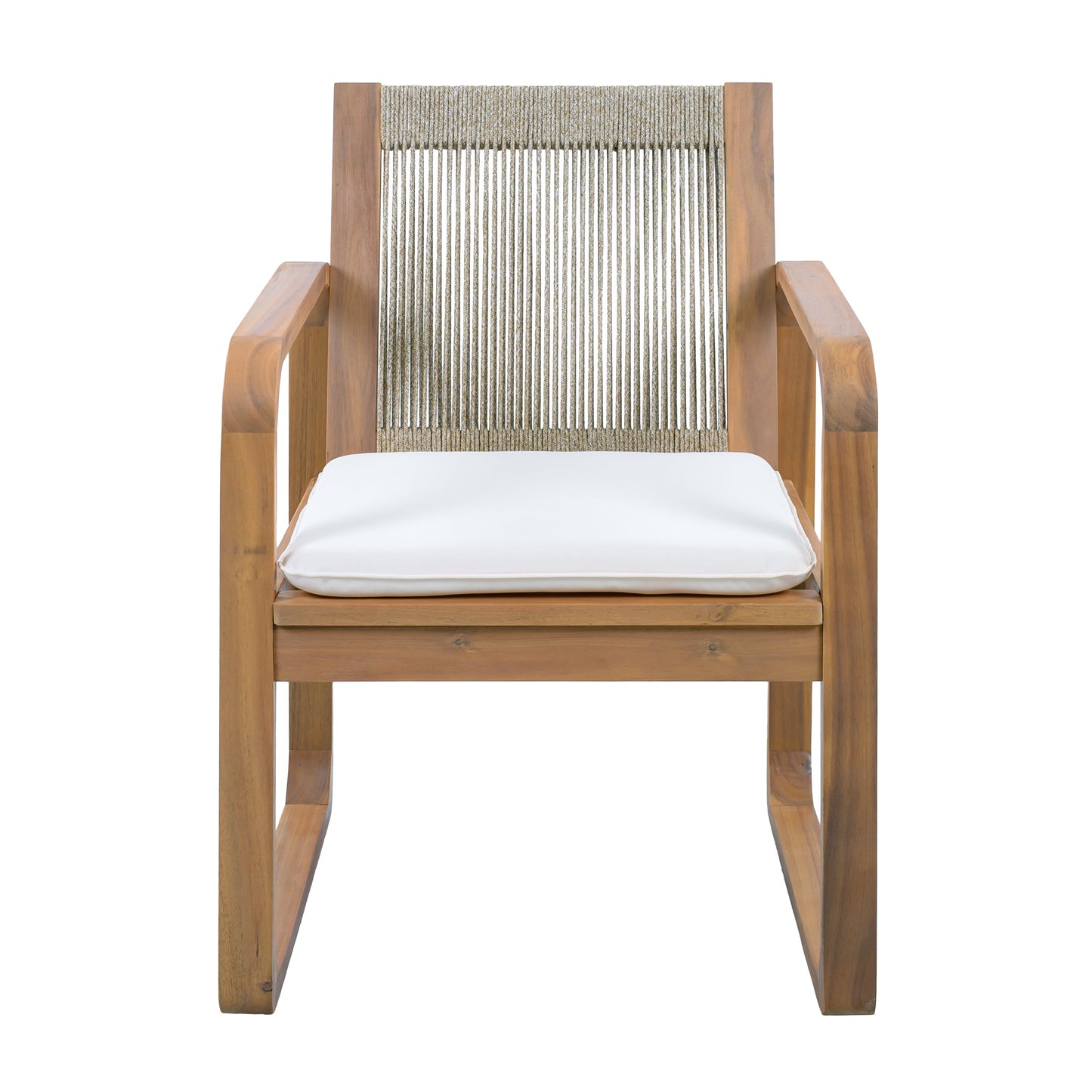 2-Piece Outdoor Dining Chairs Set: Acacia Wood with Rope Back