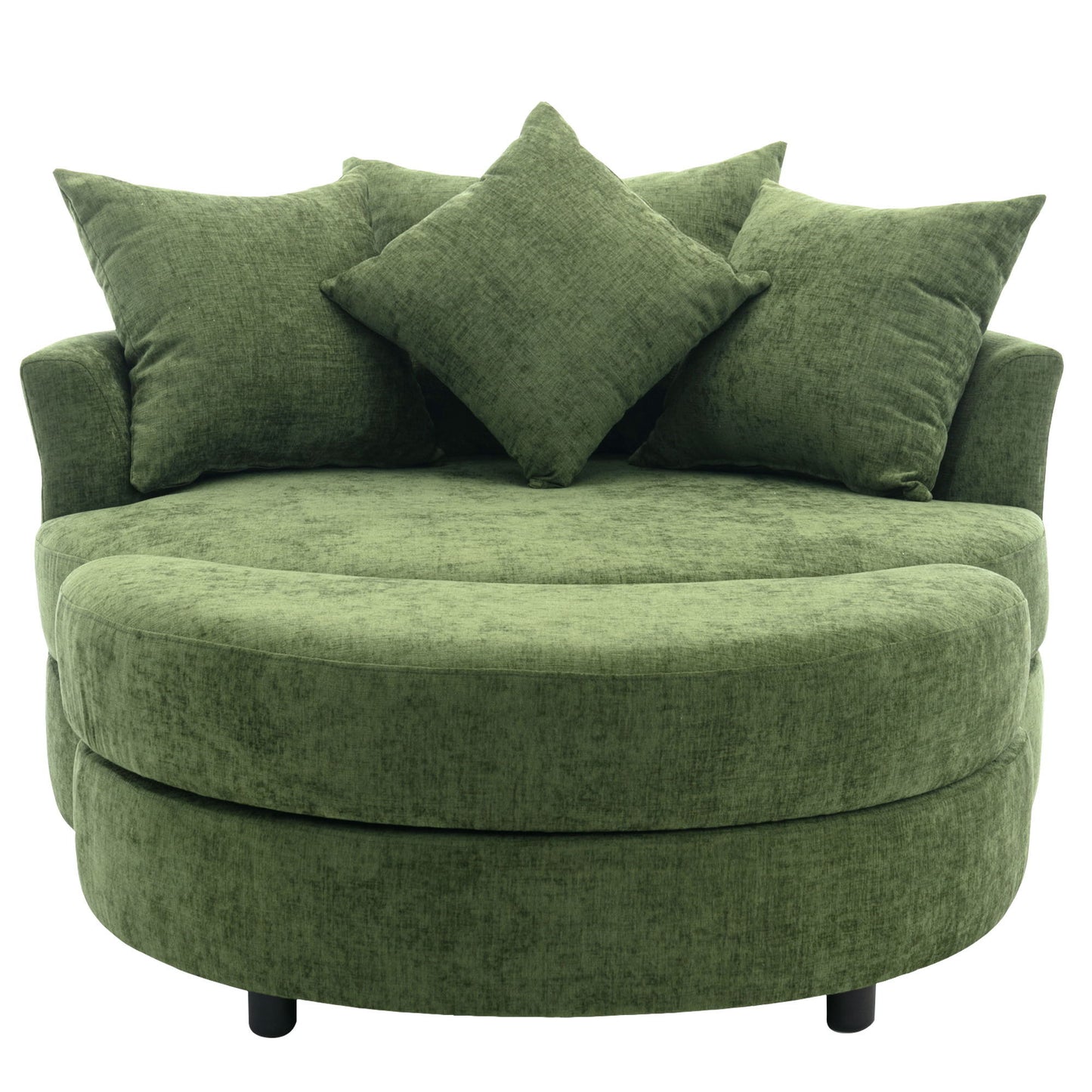 360° Swivel Accent Barrel Chair With Storage Ottoman & 4 Pillows, Modern Leisure Chair Round Accent For Living Room