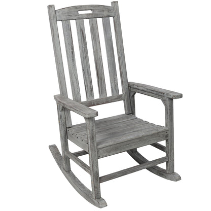 Oversized Porch Rocker Chair With Wide Seat And Tall Backrest