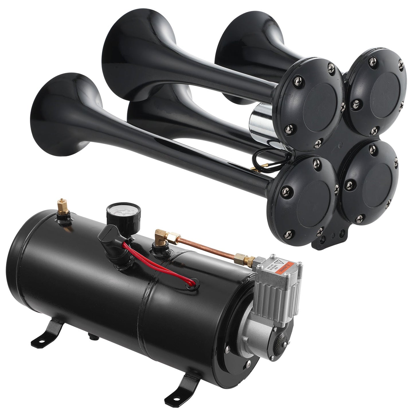 Train Horns Kit, 4 Trumpet Air Horn Kit, 150dB for Pickup Trucks