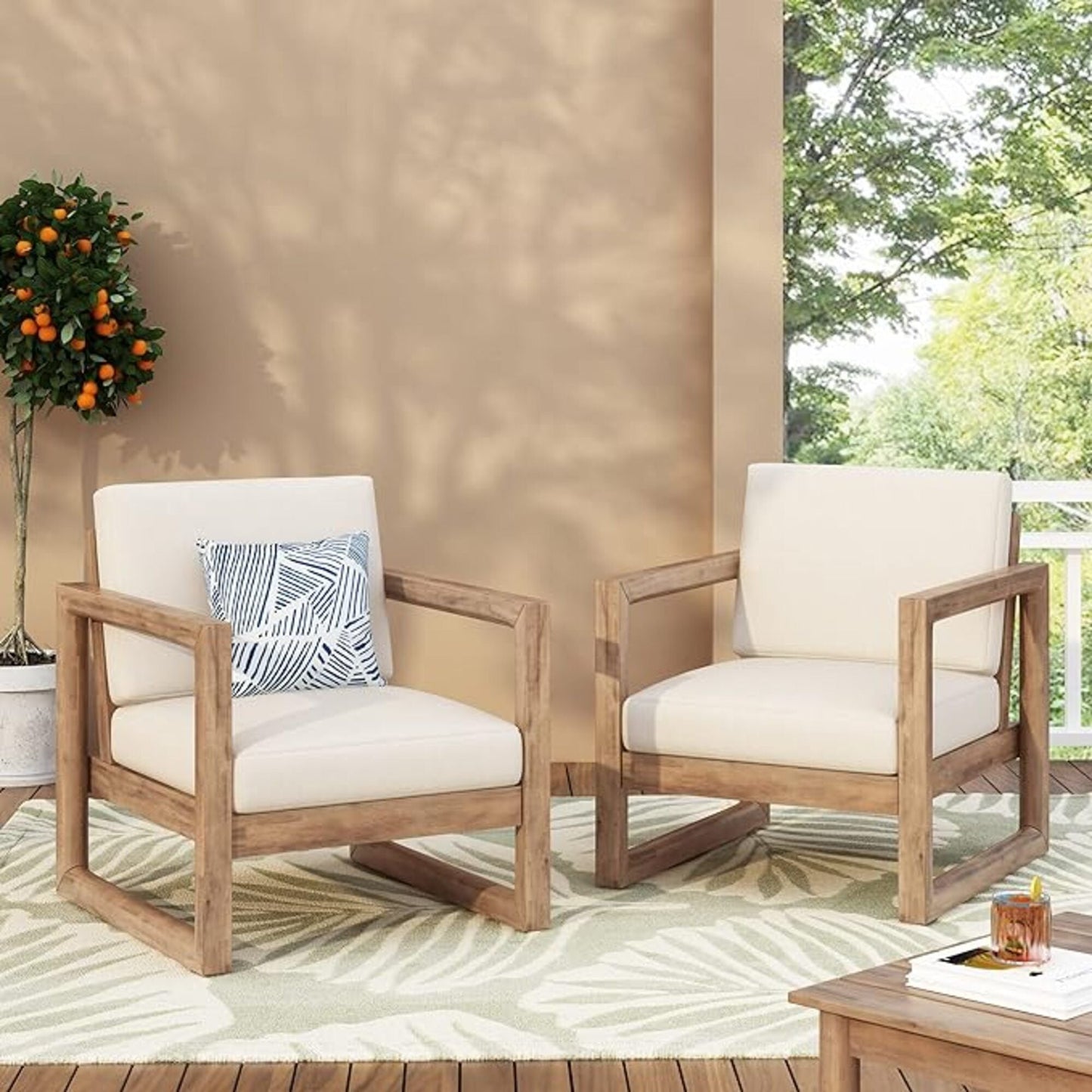 Outdoor Acacia Wood Patio Club Chair