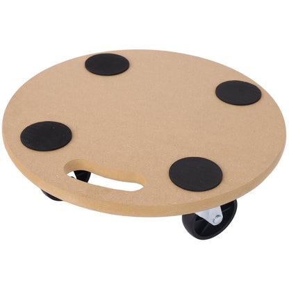 Furniture Moving Dolly, Heavy Duty Wood Rolling Mover With Wheels For Piano Couch Fridge Heavy Items, Securely Holds 500 Lbs (2 Piece Round Platform) - Natural