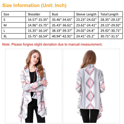 Women Open Front Cardigan Long Sleeve Shawl Neck Breathable Cardigan Well Collection w/ T-Shirt Tank Jeans Leggings