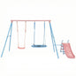Xns107 - 2 Swing Set With Slide For Outdoor - Blue / Pink