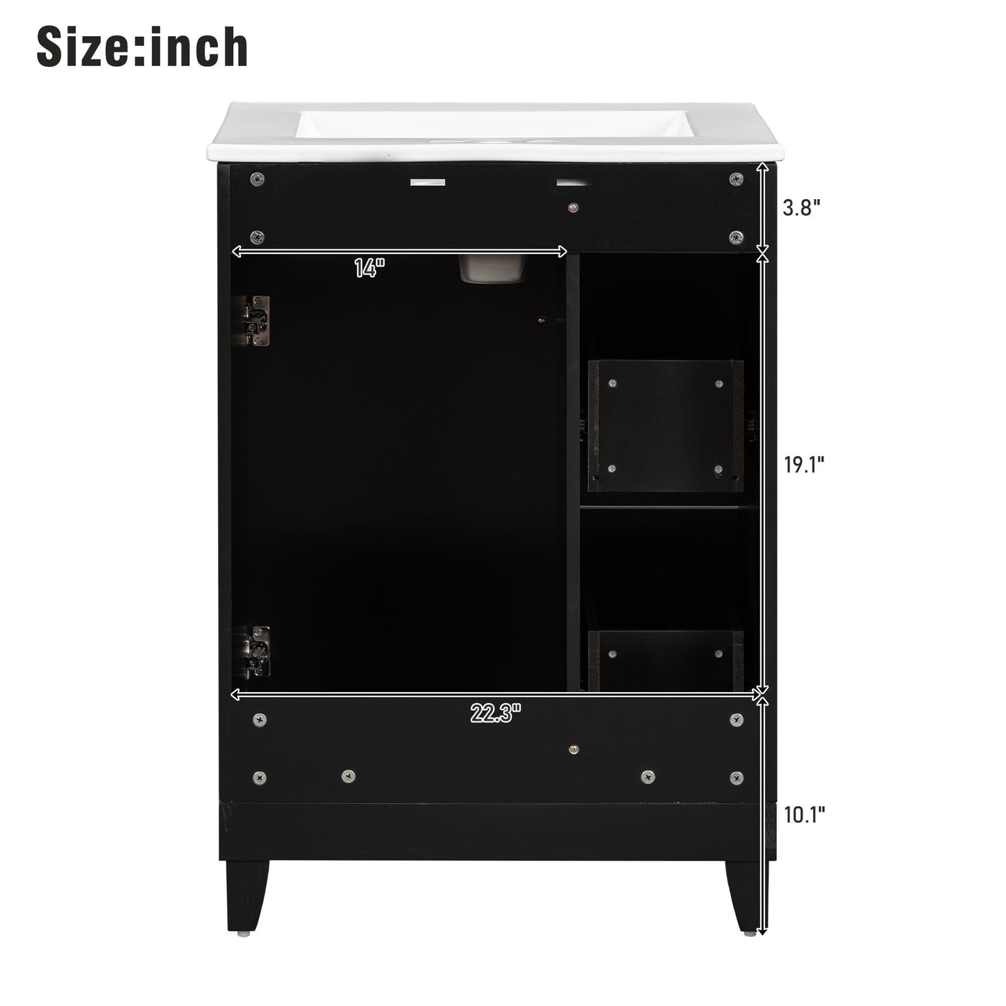 Transitional Style Bathroom Vanity Cabinet With Ceramic Sink