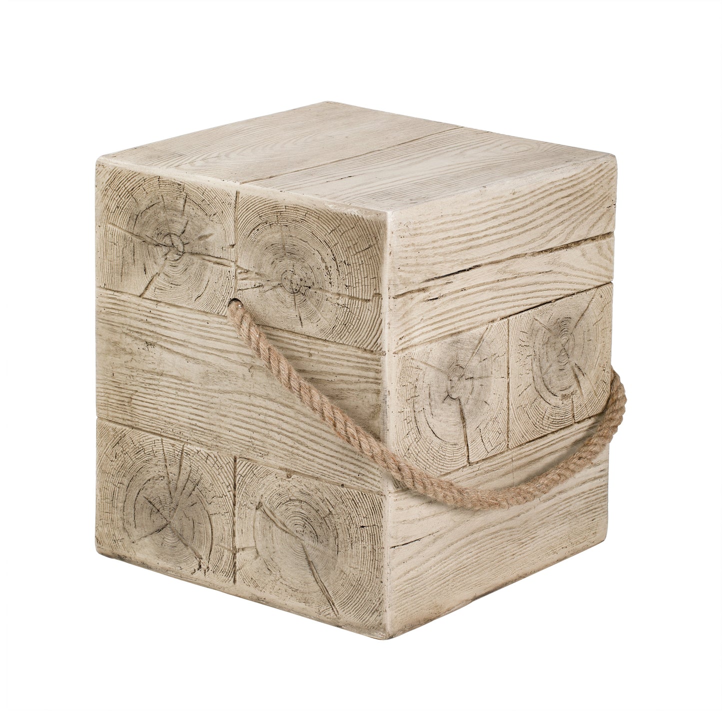 Outdoor Wood Grain Square MGO Side Table with Simulated Braided Cord