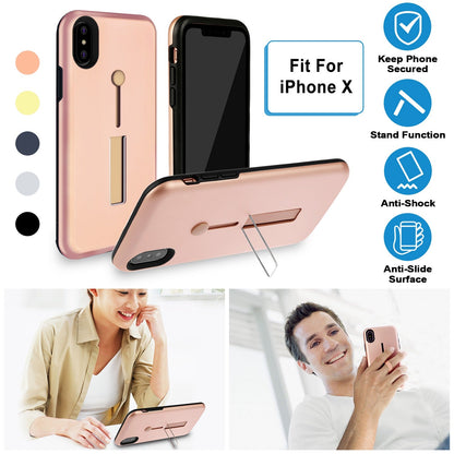 Finger Strap Phone Case for iPhone X Drop-protection Finger Ring Rugged Phone Case with Kickstand Dual Layer Case