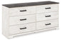 Shawburn - Six Drawer Dresser - Pewter-tone pulls - White / Black / Gray