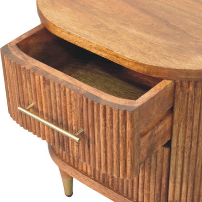 Solid Wood Ribbed Bedside Table