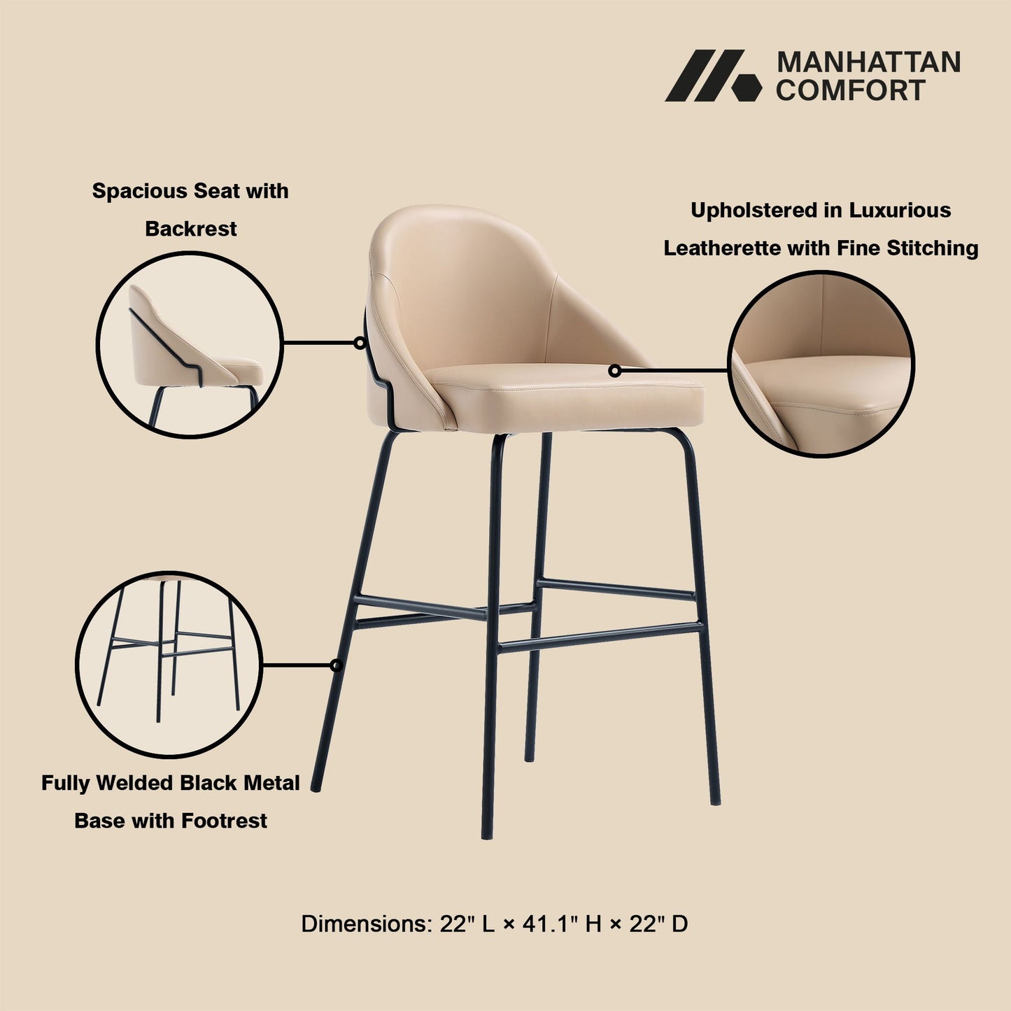 Gracie - Upholstered Barstool