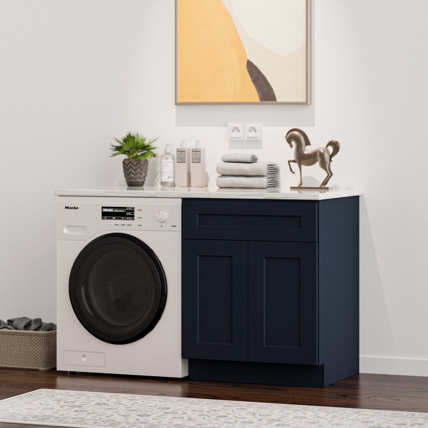 Shaker RTA 30" Kitchen Sink Base Cabinet, Painted Navy Blue