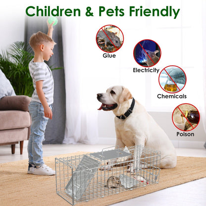 2PCS Folding Humane Animal Trap Cages for Cats, Rabbits & Squirrels