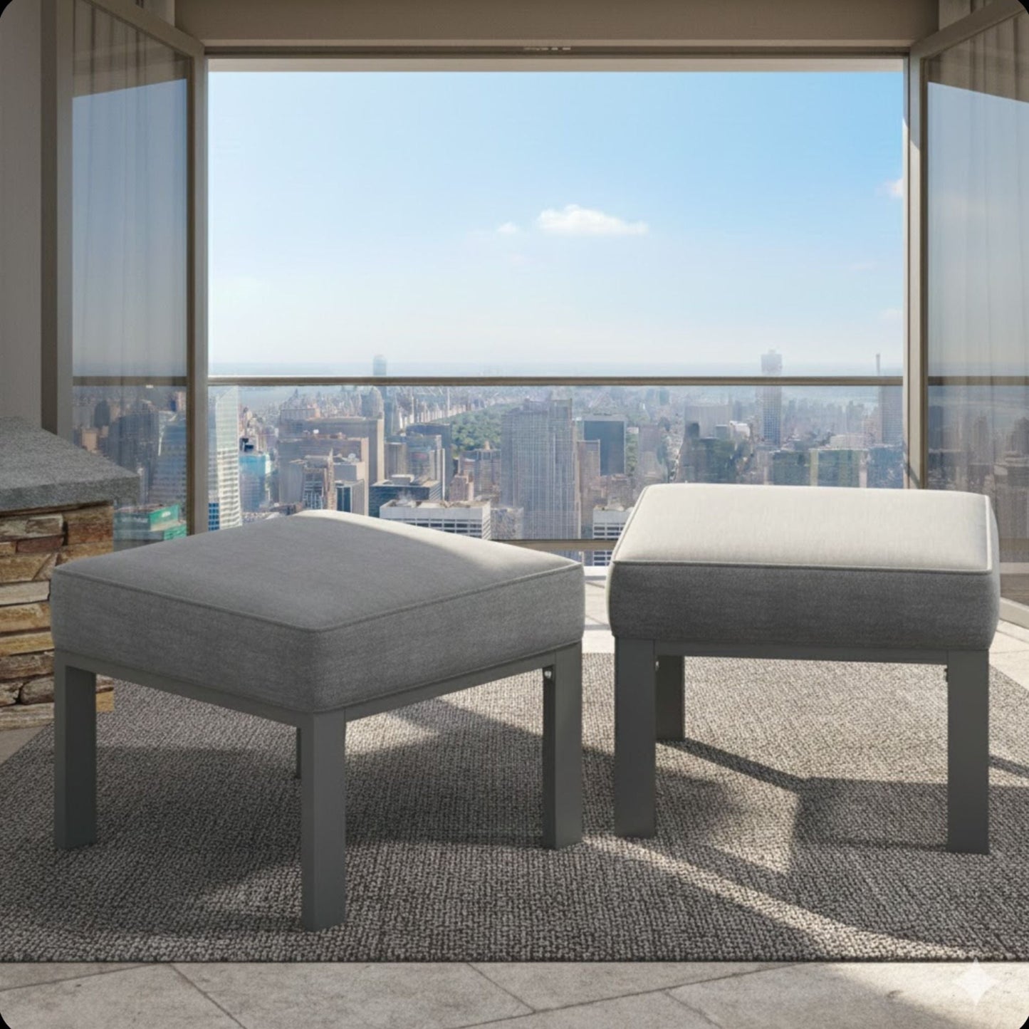 All-Weather Patio Ottomans With Thick Cushions (Set of 2)