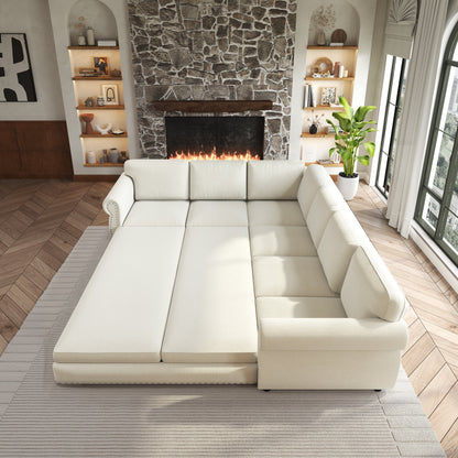 118" L-Shaped Convertible Sofa Bed