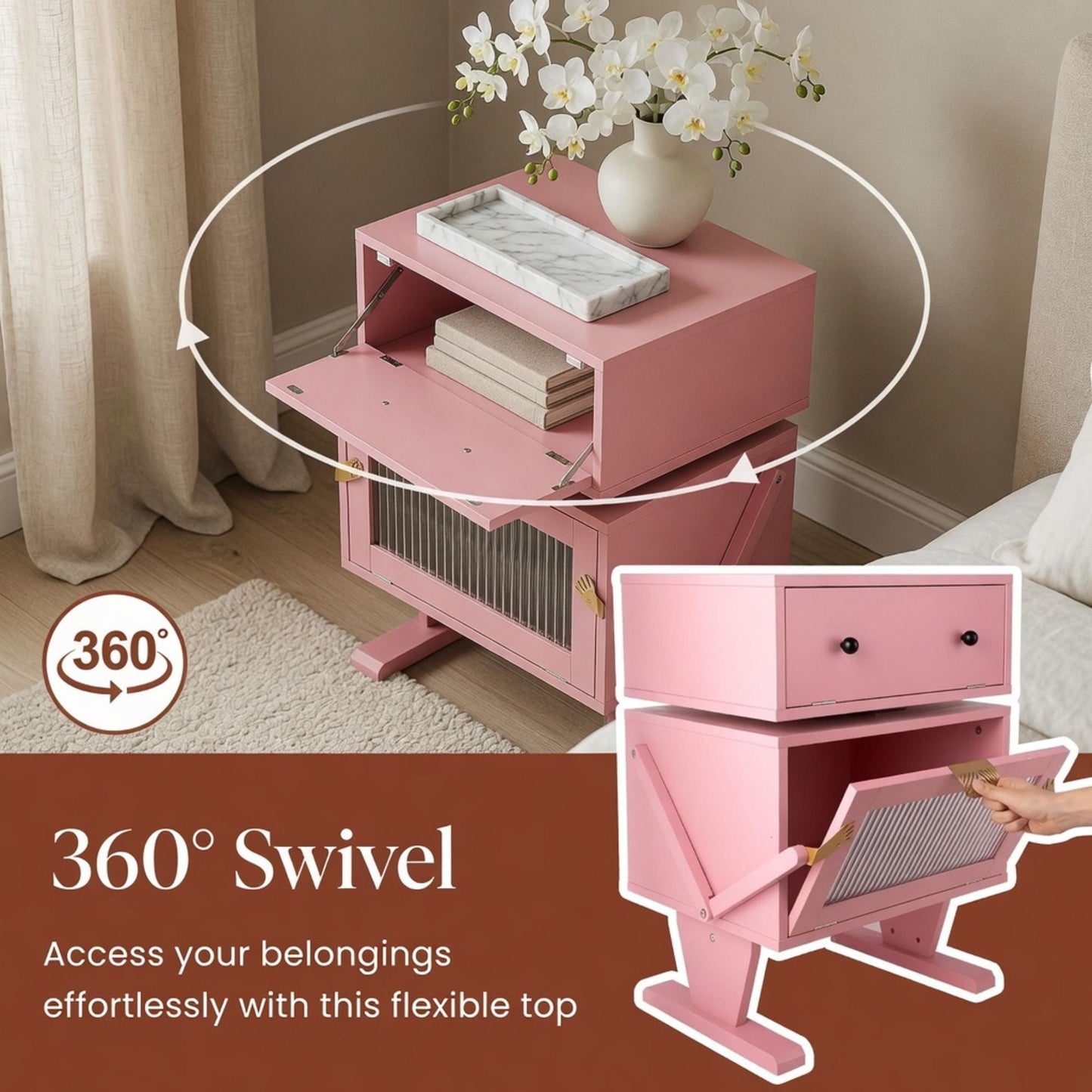 Robot LED Nightstand With 360° Rotating Drawer