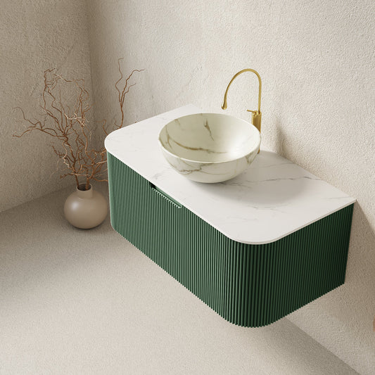DINA 36" Bathroom Vanity & Sink, Floating Curved Edges